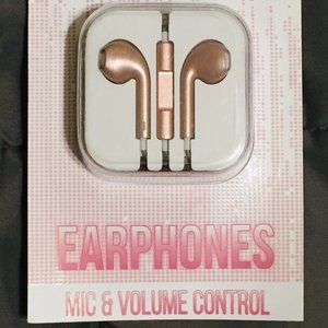 Gabba Goods Rose Gold Earphones Mic/Volume Control